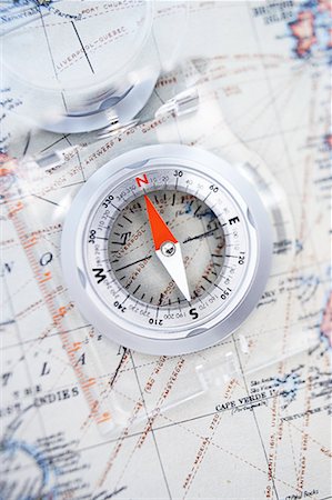 Compass on Map Fotografie stock - Rights-Managed, Codice: 700-00551114