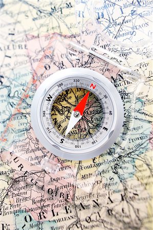simsearch:700-00022768,k - Compass on Map of France Stock Photo - Rights-Managed, Code: 700-00551110
