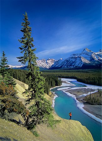 snow covered cliff - Goat Lick Viewpoint, Athabasca River, Jasper National Park, Alberta, Canada Stock Photo - Rights-Managed, Code: 700-00551468