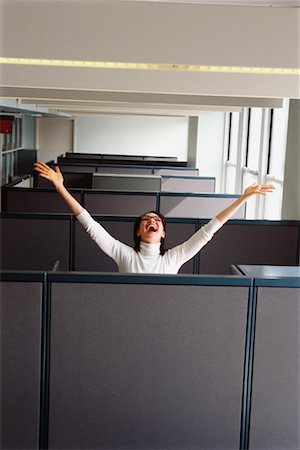 simsearch:700-00546285,k - Businesswoman Cheering in Office Stock Photo - Rights-Managed, Code: 700-00551688