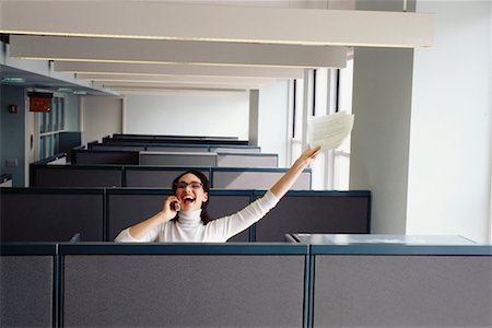 simsearch:700-00546285,k - Businesswoman Cheering in Office Stock Photo - Rights-Managed, Code: 700-00551689