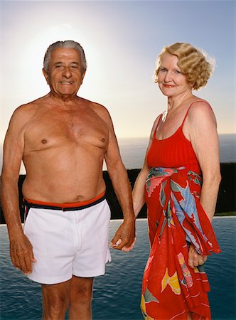 elderly man swimming - Couple Holding Hands Stock Photo - Rights-Managed, Code: 700-00552902