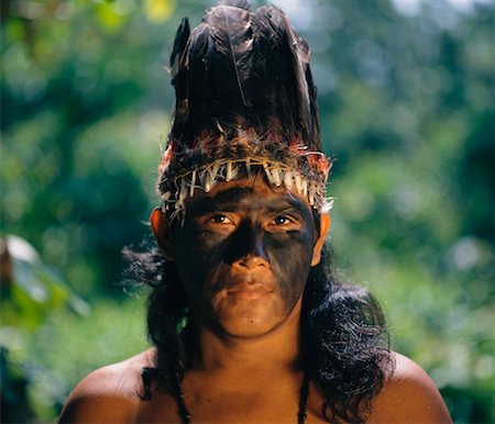 Portrait of Man from Yanomami Tribe Stock Photo - Rights-Managed, Code: 700-00553830