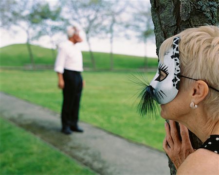 Couple in Park Wearing Masks Stock Photo - Rights-Managed, Code: 700-00560538