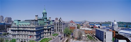 fleuve saint-laurent - Vieux Montreal et hôtel de Ville, Montréal, Québec, Canada Photographie de stock - Rights-Managed, Code: 700-00560671