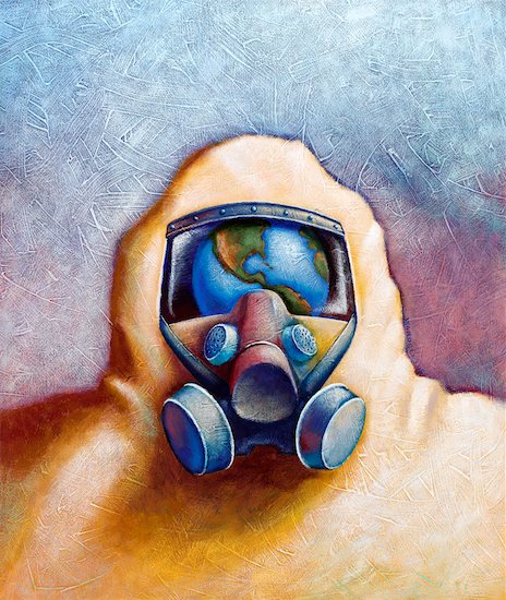 Illustration Of Person Wearing Gas Mask With Reflection Of Earth Stock Photo Masterfile Rights Managed Artist James Wardell Code 700