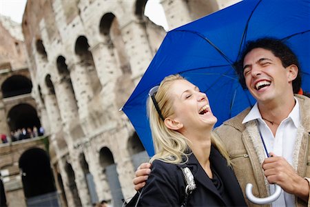 romantic couple in the rain - Couple in Rain by Colosseum, Rome, Italy Stock Photo - Rights-Managed, Code: 700-00591476