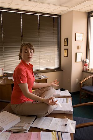 simsearch:700-00528230,k - Woman Meditating in Office Stock Photo - Rights-Managed, Code: 700-00592774