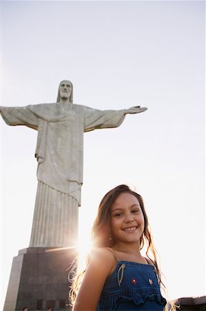 rio de janeiro entertainment pictures - Girl by Christ Statue, Corcovado Mountain, Rio de Janeiro, Brazil Stock Photo - Rights-Managed, Code: 700-00607921
