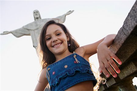 rio de janeiro entertainment pictures - Girl by Christ Statue, Corcovado Mountain, Rio de Janeiro, Brazil Stock Photo - Rights-Managed, Code: 700-00607923