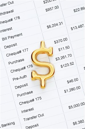 simsearch:700-03553415,k - Dollar Sign and Bank Statement Foto de stock - Con derechos protegidos, Código: 700-00608282