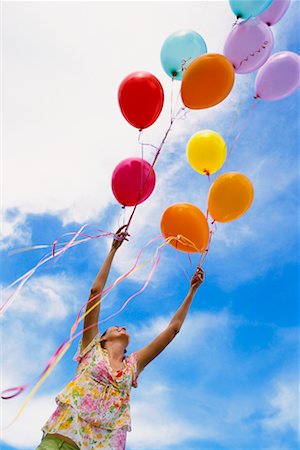 floating balloon woman caucasian - Woman with Balloons Stock Photo - Rights-Managed, Code: 700-00608740