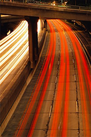 Highway Traffic at Night, Los Angeles, California, USA Foto de stock - Con derechos protegidos, Código: 700-00608788