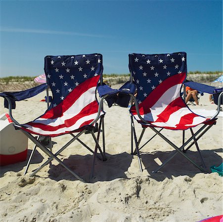 Beach Chairs with American Flag Stock Photo - Rights-Managed, Code: 700-00609176