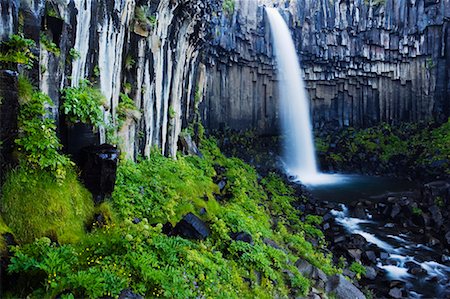 svartifoss waterfall - Svartifoss cascade, Parc National de Skaftafell, Islande Photographie de stock - Rights-Managed, Code: 700-00609804