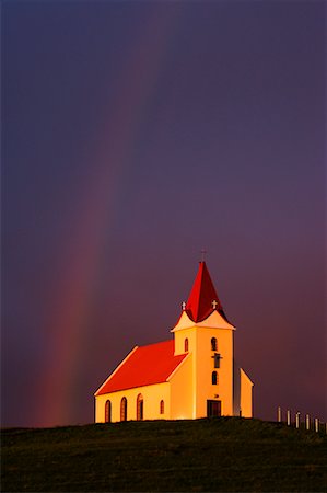 rainbow in architecture - Ingjaldsh-ll Church, Snaefellsnes Peninsula, Iceland Stock Photo - Rights-Managed, Code: 700-00609845