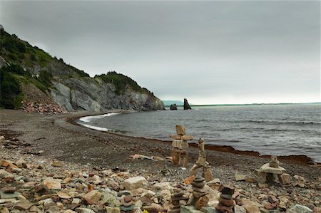 rock art on cliffs - Inukshuk on Beach, Cabot Trail, Nova Scotia, Canada Stock Photo - Rights-Managed, Code: 700-00617483