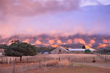 flinders range national park - Historic Wool Shed and Flinders Ranges at Sunrise, South Australia, Australia Stock Photo - Rights-Managed, Code: 700-00610138