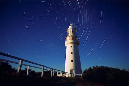 Cape Otway Lighthouse and Star Trails, Cape Otway, Victoria, Australia Stock Photo - Rights-Managed, Code: 700-00610133