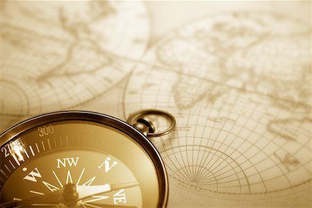 Compass and Old Map Stock Photo - Rights-Managed, Code: 700-00611009
