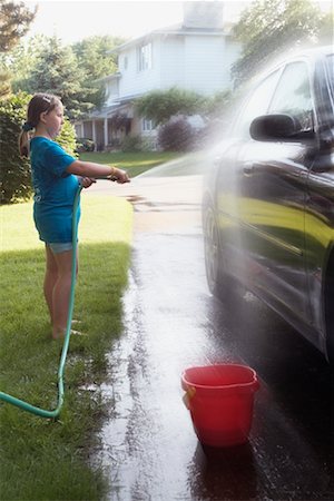 Girl Washing Car Stock Photo - Rights-Managed, Code: 700-00611061