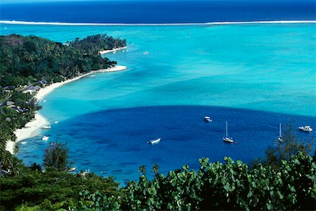 Overview of Lagoon, Poapoa Point, Bora Bora, French Polynesia Stock Photo - Rights-Managed, Code: 700-00620186