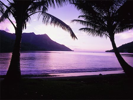 simsearch:600-00174210,k - Sunset over Mountains and Bay, Opunohu Bay, Moorea, Tahiti, French Polynesia Foto de stock - Con derechos protegidos, Código: 700-00620207