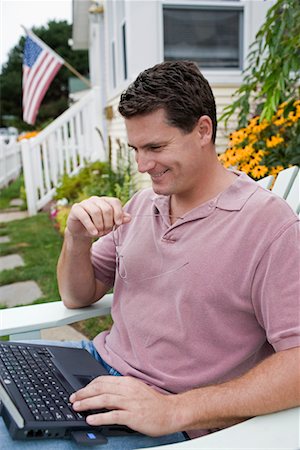Man Using Laptop Outdoors Stock Photo - Rights-Managed, Code: 700-00623009