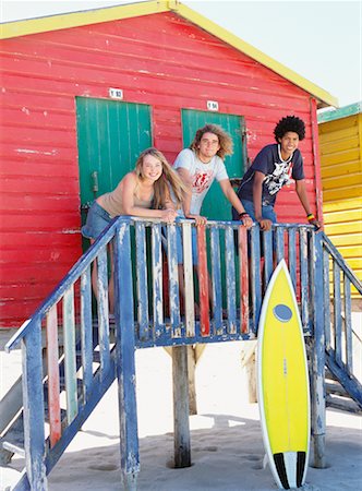 stair beach - Friends at Beach Hut Stock Photo - Rights-Managed, Code: 700-00623335