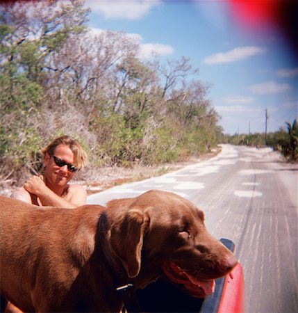 pick up truck portraits - Man with Dog on Truck Stock Photo - Rights-Managed, Code: 700-00623505