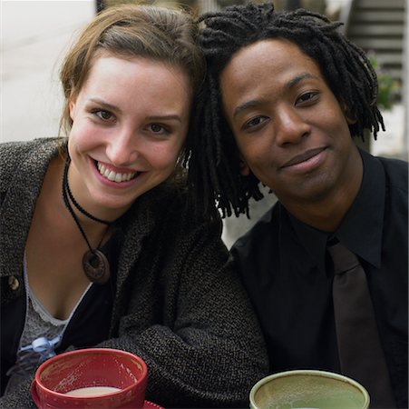 Portrait of Young Couple Having Coffee Foto de stock - Con derechos protegidos, Código: 700-00634095