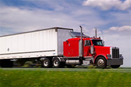 semi truck and highway and field - Transport Truck Stock Photo - Rights-Managed, Code: 700-00635430