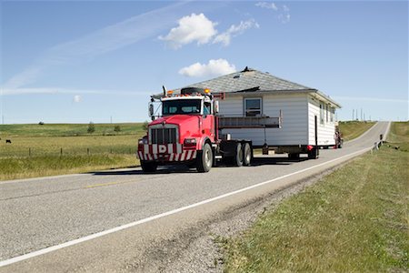 pictures of truck & blue sky and clouds - Truck Transporting House Stock Photo - Rights-Managed, Code: 700-00642397