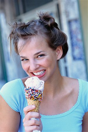 Girl Eating Ice Cream Cone Stock Photo - Rights-Managed, Code: 700-00650027