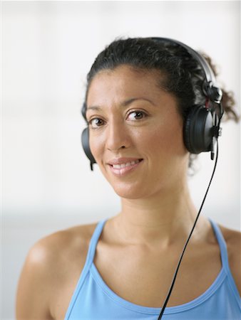 Portrait of Woman With Headphones Foto de stock - Con derechos protegidos, Código: 700-00651462