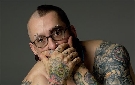 speechless - Portrait of Man With Tattoos Stock Photo - Rights-Managed, Code: 700-00651731