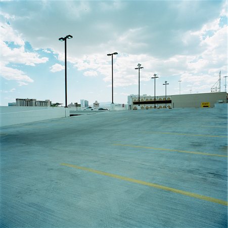 street light empty parking lot - Empty Parking Lot Stock Photo - Rights-Managed, Code: 700-00688622