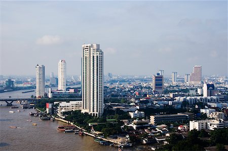 Skyline and Chao Phraya River, Bangkok, Thailand Stock Photo - Rights-Managed, Code: 700-00681085