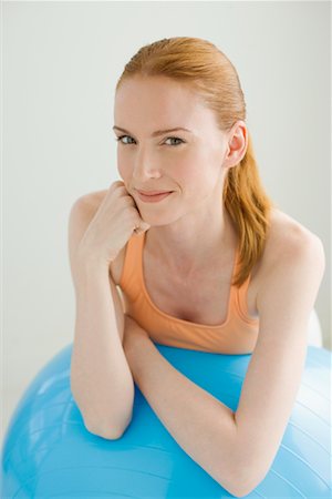 pale redheads - Portrait of Woman with Exercise Ball Stock Photo - Rights-Managed, Code: 700-00681249