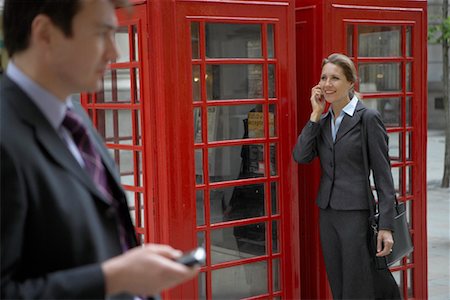 english phone box - Business People Using Cellular Telephones, London, England Stock Photo - Rights-Managed, Code: 700-00681336
