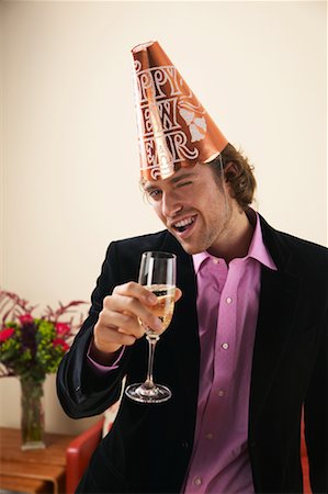 drunk man dressed up - Man at New Year's Eve Party Stock Photo - Rights-Managed, Code: 700-00683305