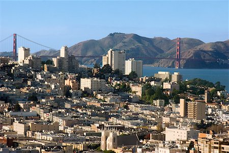 simsearch:700-03178382,k - Overview of San Francisco, Golden Gate Bridge in Background, California, USA Foto de stock - Con derechos protegidos, Código: 700-00695586