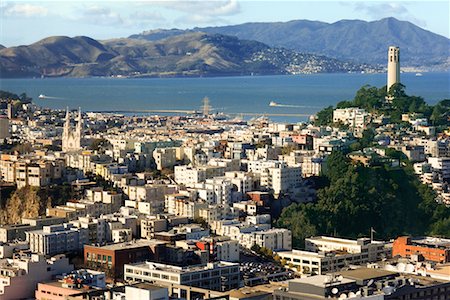 Coit Tower and San Francisco Bay, San Francisco, California, USA Stock Photo - Rights-Managed, Code: 700-00695596