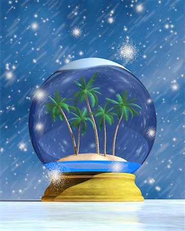 snowglobe - Snow Globe With Palm Trees Stock Photo - Rights-Managed, Code: 700-00695888