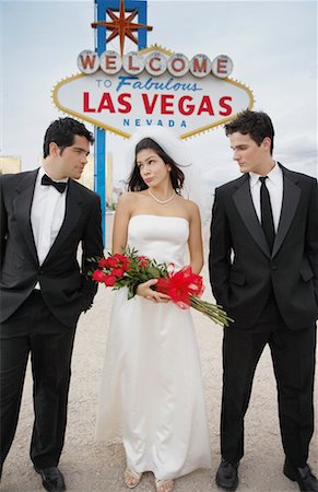 Wedding Party by Sign, Las Vegas, Nevada, USA Foto de stock - Con derechos protegidos, Código: 700-00711848