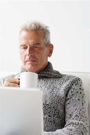 ron fehling gray haired man - Man Drinking Coffee Stock Photo - Rights-Managed, Code: 700-00782358