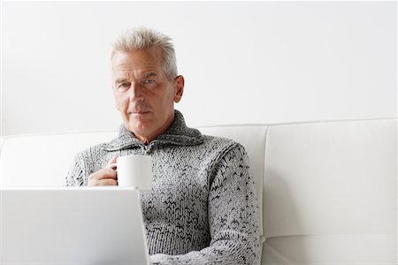 ron fehling gray haired man - Man Drinking Coffee Stock Photo - Rights-Managed, Code: 700-00782359