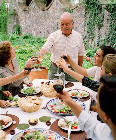 picture of family celebration meal in a dinner party - People Making Toast at Dinner Party Stock Photo - Rights-Managed, Code: 700-00795375