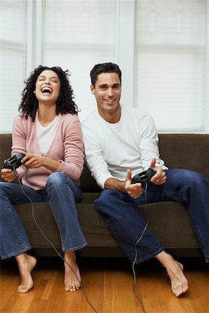 Couple Playing Video Game Stock Photo - Rights-Managed, Code: 700-00796227