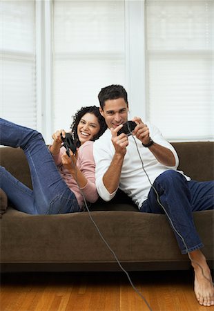 Couple Playing Video Game Stock Photo - Rights-Managed, Code: 700-00796228
